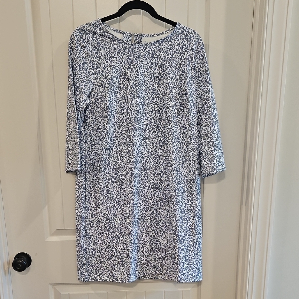 Southern Tide Blue and White Long Sleeve Dress